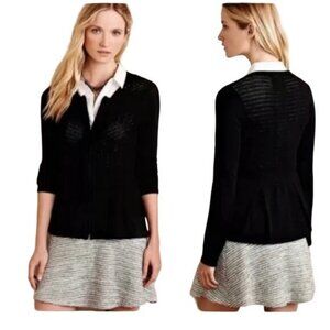 Anthropologie Angel of the North Black Peplum Long Sleeve Sweater